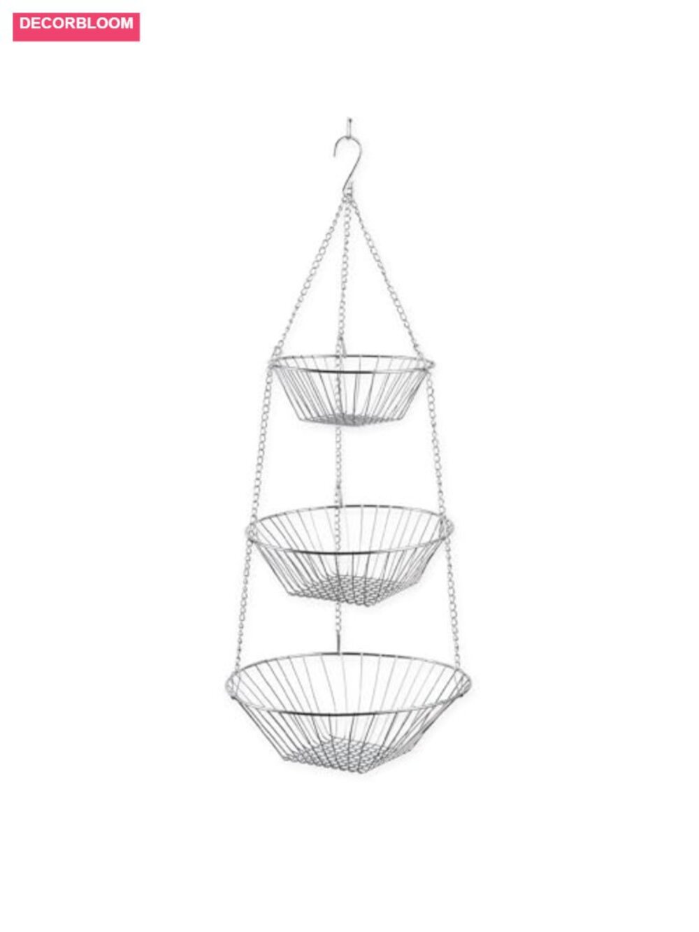3-Tier Wire Hanging Basket Chrome Kitchen Storage Organizer